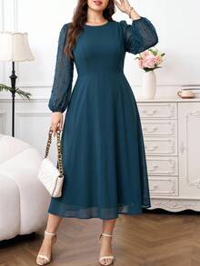Reflora Vestido longo elegante com missangas, tamanho grande, vestido azul-marinho, vestido gracioso, adequado para festivais, casamentos, festas, formaturas e outras ocasiões elegantes - Azul marinho - Ver 4