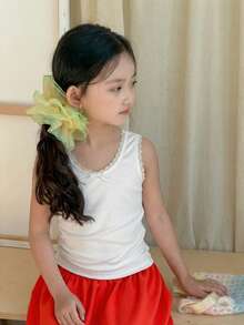 DAZY Young Girls Fitted 3 Pieces Set With Bow Decor Tank Top, Autumn Summer - Multicolor - View 5