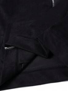 Manfinity Homme Chaqueta con cremallera y bolsillo en diagonal de manga larga para hombre, otoño - Negro - Ver 6