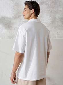 TONEVAULT Men's V-Neck Pullover Linen-Like Short Sleeve Shirt - White - View 4