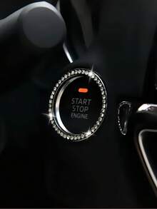 1pc Car Single Key Start Button Decorative Ring Inlaid Diamond Crystal Ignition Ring White With Rhinestone Sparkle Bling Interior Accessory For Most Cars Note Size May Not Fit All Car Models - A - View 6