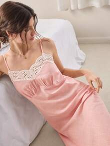 Ocili Women's Contrast Color Spaghetti Strap Comfortable Summer Casual Dress - Pink - View 6