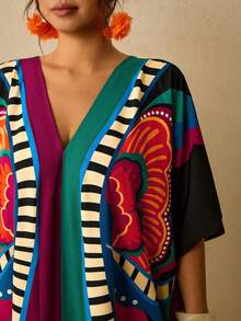 Travachic Vestido largo versátil, holgado y adelgazante para mujer de talla grande, casual para vacaciones - Multicolor - Ver 6