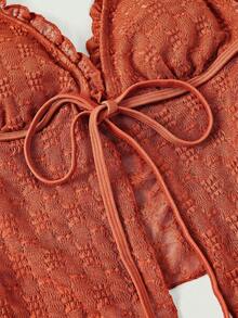 SHEIN MOD Sunny Beach Vacation Women's Solid Color Lace-Up Camisole Top And Shorts 2-Piece Swimsuit Set Burnt Orange Summer Sexy Tropical - Rust Brown - View 6