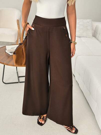 SHEIN LUNE Quần dài nữ cơ bản thời trang có túi, phong cách casual cho mùa hè, đi làm, đi chơi, du lịch, mặc hàng ngày