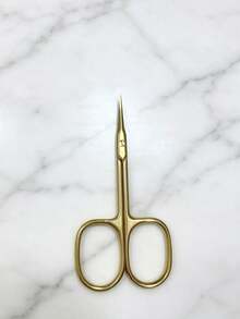 1pc Stainless Steel Gold Cuticle Nipper,Cuticle Trimming Eyebrow Scissors, Pointed Nail Scissors. - Gold - View 8