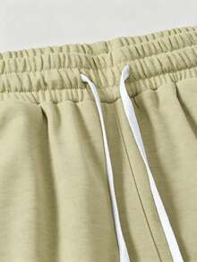 Manfinity Homme Plus Size Men's Summer Casual Distressed Contrast Drawstring Waist Shorts - Khaki - View 7