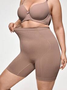 SHAPORA Talla grande Shorts de fajas de talle alto - Marrón Mocha - Ver 5
