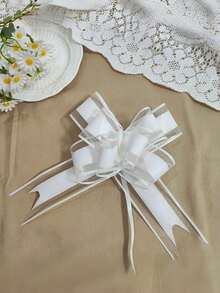 10 PCS Sheer Tulle Pull Bow Ribbon Gift Wrapping Wedding Party Decorations For Bridal Shower Birthday Holiday Car Decor Hot Selling - White - View 5