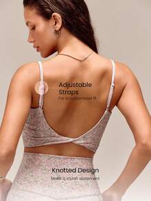 GLOWMODE FeatherFit™ Knot Going Anywhere Twisted Backless Tank Top Light Support Low Impact Yoga Pilates Daily Gym Spring Summer - Light Grey - View 3