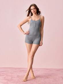 Bonmuse 2件套女士罗纹吊带连体睡衣 - 彩色 - 查看 7