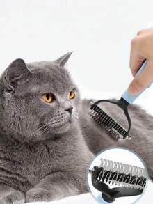 1PC Fine Tooth Pet Comb Dematting Brush Double Sided Metal Teeth For Cat Dog Remove Loose Undercoat Tangles Grooming Tool For Shedding Hair Cleaning Daily Use Professional Home Pet Care High Quality Hot Trending Now - Multicolor - View 2