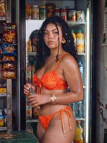 Swim Mod Bikini de 2 piezas con tirantes finos y estampado aleatorio,, para playa y vacaciones, talla para mujer - Multicolor 3 - Ver 5