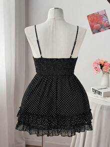 Sweetra Áo hai dây tank top size lớn phong cách Mori casual vải voan in hoa - màu đen - Xem 2