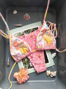 Swim Mod 2件組 定位印花三角掛脖性感度假比基尼泳衣 女款 - 彩色 - 查看 3