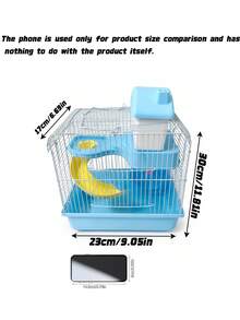 Blue Hamster Cage - Dual-Purpose Portable Carrier (Includes Daily Essentials) - Deluxe Two-Tier Hamster Villa & Mini Castle - Blue - View 4