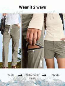 In My Nature Women's Solid Color Detachable Pocket Outdoor Sports Hiking Pants - Mocha Brown - View 3