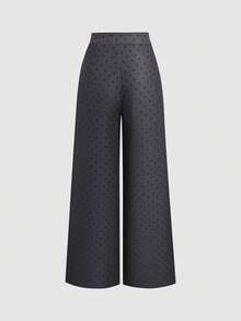 Sweetra Damen Sweetro eleganter Pendler-Blazer mit Polka-Dot-Muster und lockeren Hosen - Grau - Übersicht 2