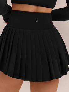 GLOWMODE Ace Flex Tummy Control Pleated Tennis Skirt With Built-In Shorts Side Pockets Tennis Golf Daily Spring  Spring Summer - Black - View 5