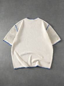 ROMWE MEN Men's Coconut Tree Pattern Casual Versatile Daily Wear Knit Top - Beige - View 2