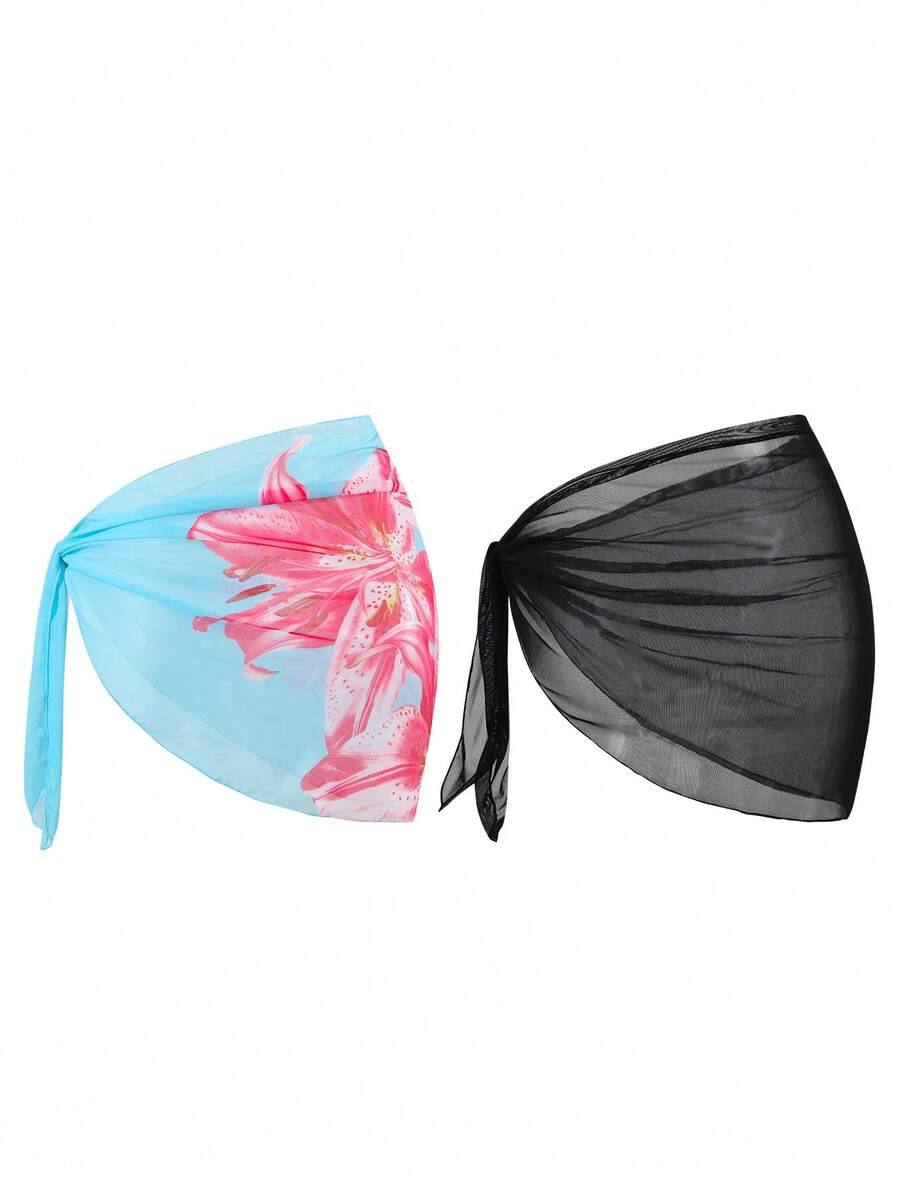 Swim Oasis Springbreak 2件組 定位印花網眼海灘度假罩衫洋裝 - 彩色 - 查看 1