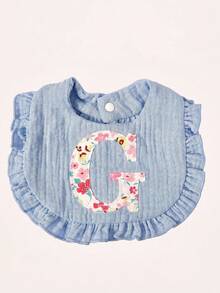 Cozy Pixies 1 Piece [A-Z] 26 Letter Embroidered Baby Bib 26 Ruffle Edge Saliva Towel, Newborn Spit Milk Bib Multi-Color Optional Baby Meal Bag - Multicolor - View 11