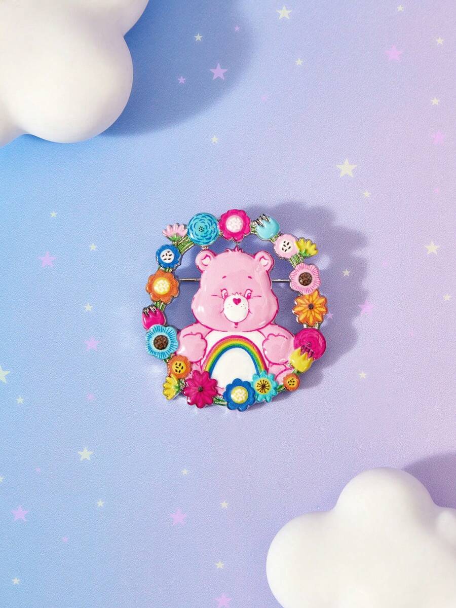 SHEIN X Care Bears 新款創意卡通多色可愛熊圖案印花胸針,IP聯名設計,可愛個性化,簡約大方,亦可用作飾品,適用於各種派對、音樂會、節日,精美禮物 - 彩色 - 查看 1