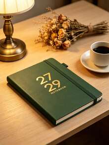 2027-2029 English Calendar Notebook, Time Management Planner, Bound Notepad With Straps - C-Green - View 5