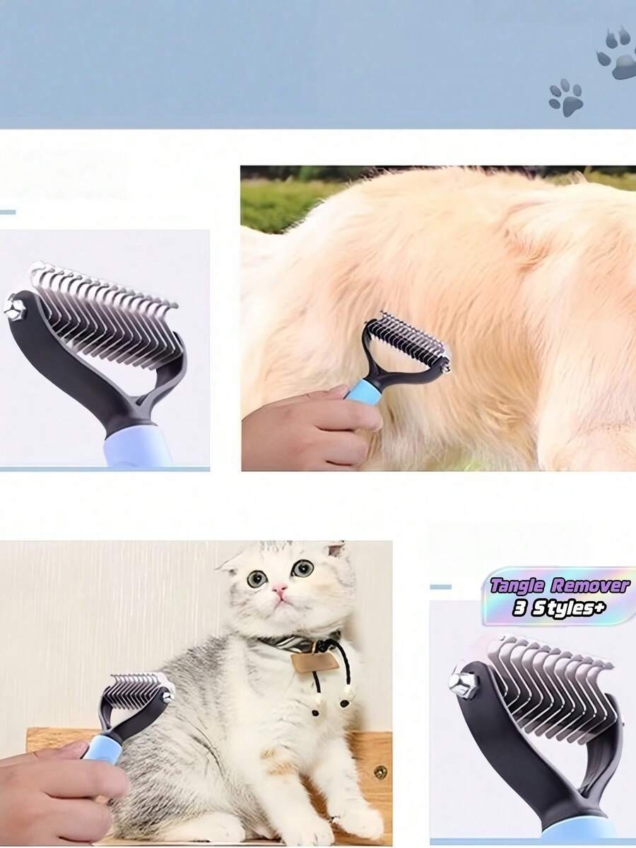 1PC Fine Tooth Pet Comb Dematting Brush Double Sided Metal Teeth For Cat Dog Remove Loose Undercoat Tangles Grooming Tool For Shedding Hair Cleaning Daily Use Professional Home Pet Care High Quality Hot Trending Now - Multicolor - View 1
