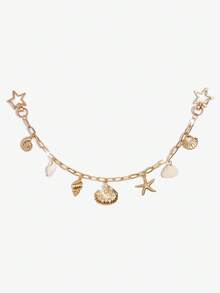 Viva Strut 1Pc Seashell Ornament For A Holiday-Style Starfish Shell Chain Bag, Marine Tail Conch Beach Keychain, Suitable For Matching With A Small Square Bag When Out On Vacation. - Gold - View 8