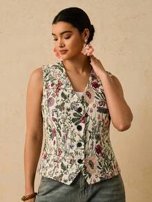 Travachic Plus Size Summer Casual Jacquard Vest Jacket Winter - Multicolor - View 3
