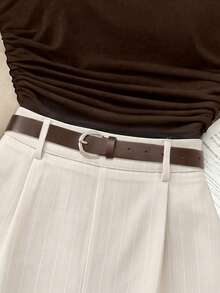 Franclia 新款休闲通勤高弹纯色褶皱吊带背心和条纹短裤两件套，春夏女士短裤套装，撞色女装，适合通勤和度假 - 杏色 - 查看 4