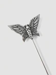 MortiRose 1 Pasador de pelo personalizado estilo gótico con mariposa y calavera para uso diario y fiestas para mujer - Plata antigua - Ver 4