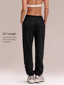 GLOWMODE Pantalones jogger X Reem Modest de ajuste relajado, con protección solar y refrigeración rápida, cintura ajustable con cordón, bolsillos laterales, para entrenamiento, running, gimnasio y uso diario activo - Negro - Ver 2