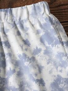 HELLO KITTY AND FRIENDS | SHEIN 少女圓領字母卡通印花短袖T恤與短褲休閒日常套裝 - 白色 - 查看 4
