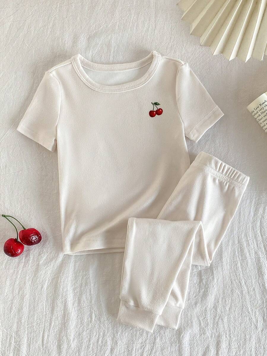 Infant Girls Short Sleeve Long Pants Snug Fit Loungewear