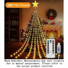 Christmas String Lights, Star Waterfall Style Christmas Decorative Lights (With 8 Lighting Modes And Remote Control Function), Suitable For Christmas Trees, Christmas Tree Gifts, Thanksgiving, Wedding Home Decorations, Autumn Decorations - White - View 16