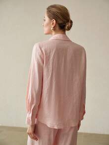 MOTF PREMIUM WOMEN'S SPRING/SUMMER COMFORTABLE LINEN SHIRT - Baby Pink - View 3