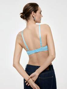 Bralution Light Blue Underwire Padded Bra, Uplifting & Supportive, Rhinestone Decor, Charming & Unique Design Women's Lingerie - Baby Blue - View 3