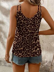 EMERY ROSE Casual Leopard Print Pattern Plus Size Camisole And Tank Top Suitable For Summer - Multicolor - View 2