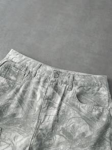 ROMWE MEN Street Life Washed Loose Casual Straight Leg Versatile Men's Denim Knee Length Shorts - Beige - View 7