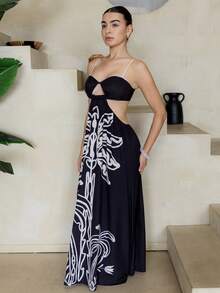 Andrea Bello Women's Fashionable Backless Camisole Maxi Dress, Summer Elegant Party - Multicolor - View 5