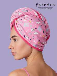 FRIENDS X Joivida 1 pieza Gorro de secado de cabello con estampado de letra de corazón de pato blanco, suavemente engrosado y cálido, toalla de secado de cabello absorbente y suave, adecuada para todas las longitudes de cabello, reutilizable y de secado rápido, perfecta para uso en el hogar, viajes, gimnasio, spa, también un lindo regalo para mujeres y niñas - Multicolor - Ver 4