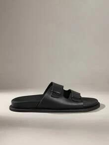 Solecia Men's Fashion Black Comfortable Flat Beach Sandals Men's - Black - View 1