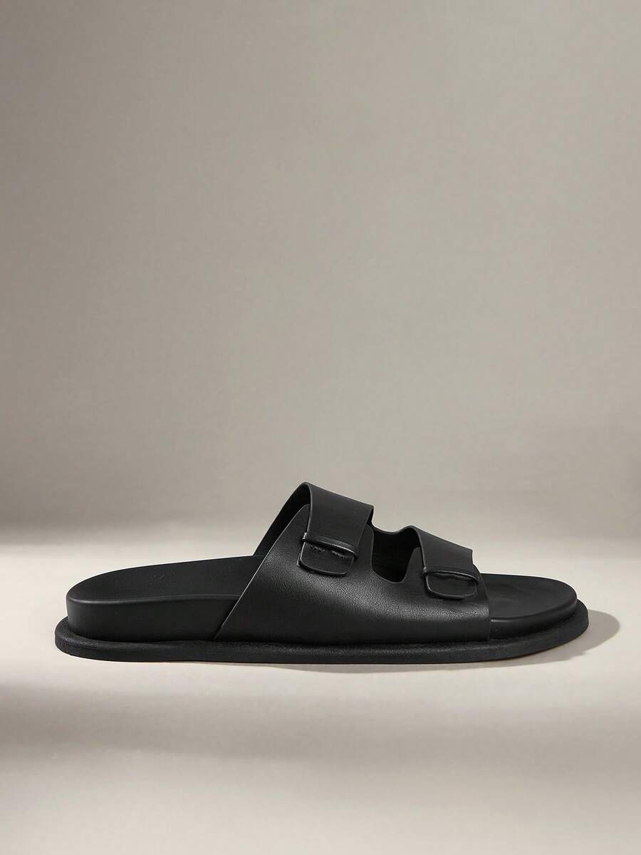 Solecia Men's Fashion Black Comfortable Flat Beach Sandals Men's - Black - View 1