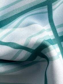 Swim Vcay 2026 Spring/Summer Blue Green Plaid Print Fabric Gold Starfish Shell Conch Shell Decor High Cut Hem Design Suitable For Beach Seaside Pool Scenes Women's Sexy Bikini - Blue - View 8