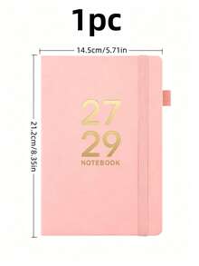 2027-2029 English Calendar Notebook, Time Management Planner, Bound Notepad With Straps - B-Pink - View 7