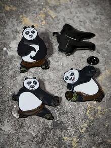 SHEIN Kung Fu Panda 時尚黑色鋅合金電影卡通胸針徽章紀念收藏禮物 - 彩色 - 查看 6
