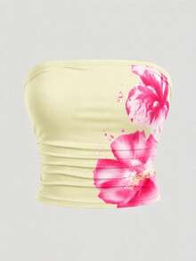 Tween Girls Casual Simple Floral Pattern Tank Top Suitable For Summer - Multicolor - View 4