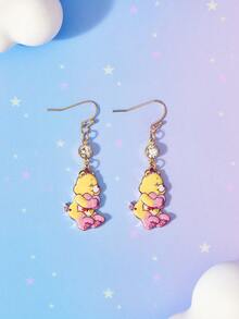 SHEIN X Care Bears New Creative Cartoon Multi-Color Cute Bear Pattern Printed Stud Earrings, IP Joint Design, Cute Personalized, Simple And Generous, Can Also Be Used As Accessories, Suitable For Various Parties, Concerts, Festivals, Exquisite Gifts - Multicolor - View 3